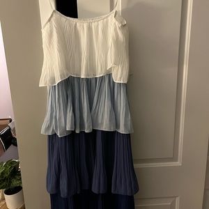 Vici Colors of the Sea off the shoulder tiered midi dress